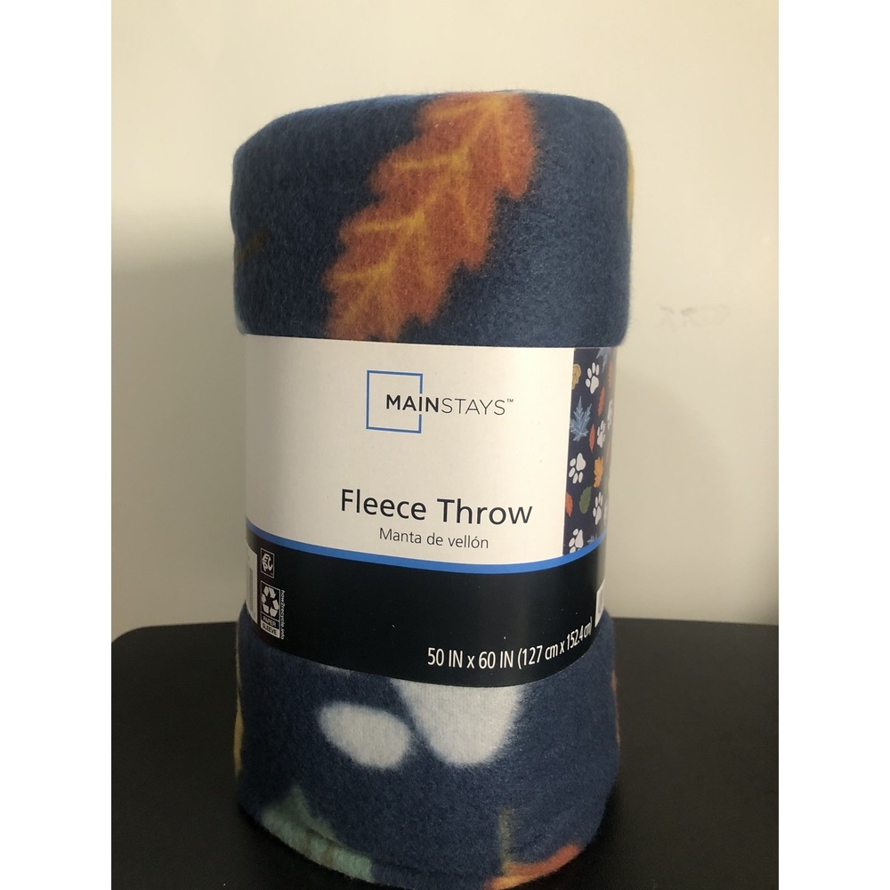 Mainstays Paw Print Fleece Throw Blanket Soft Cozy Pet Theme - Picture 2 of 4